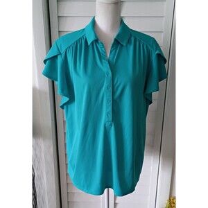 Chico's women's flutter‎ short sleeve collared blouse XXL